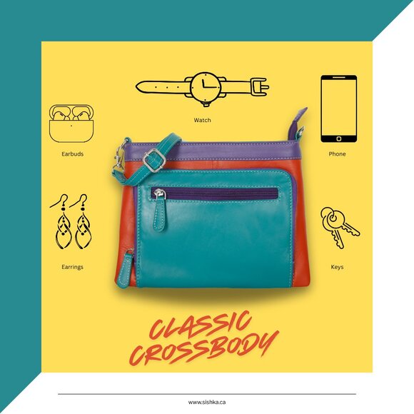 Genuine Leather Women’s Crossbody Sling Bag – Multicolour Shoulder Purse - Picture 4 of 10